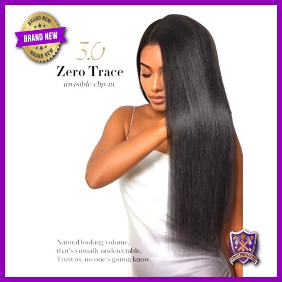 100% Human Hair Clip-In Extensions 16 Inch 7 Piece Set Yaki Straight main image 3